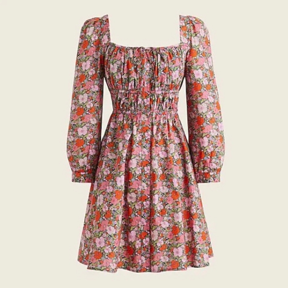 J. Crew Cinched-waist Cotton Dress in Liberty Floral Pattern size 20 BG130